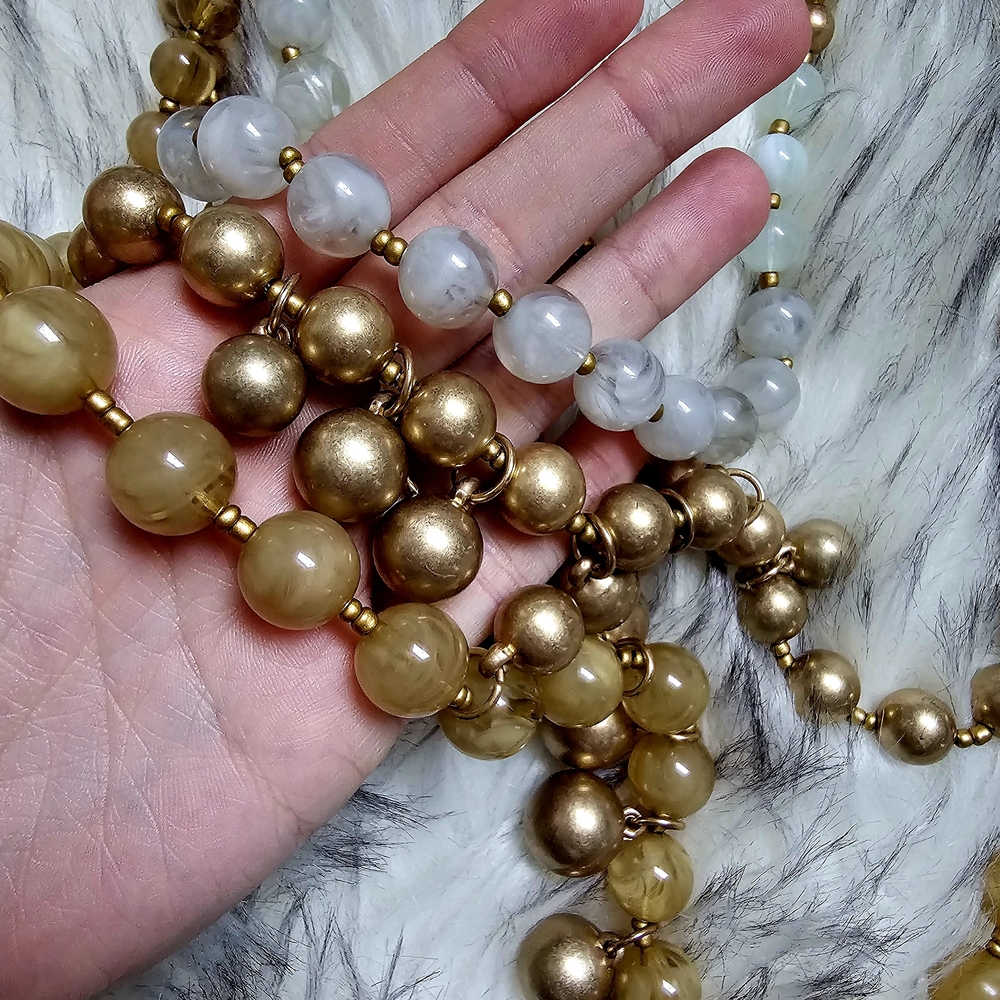 Chico’s Multi-Strand Beaded Layered Necklace  - Bronze pale green $50 - Picture 2 of 7